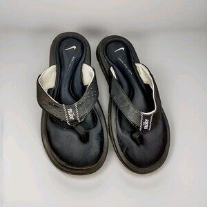 Nike Comfort Thong Sandals Womens 7 Black Flip Flops Cushioned 354025-011